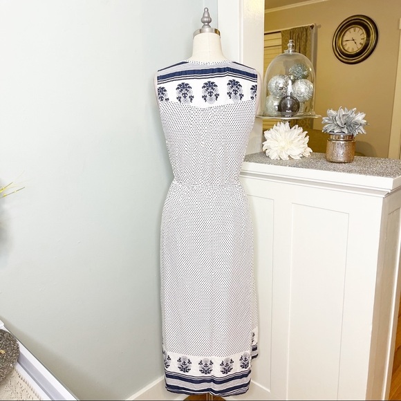 Lucky Brand Polka Dot MIDI Sleeveless Tunic Dress Navy & White Medium - Picture 6 of 11